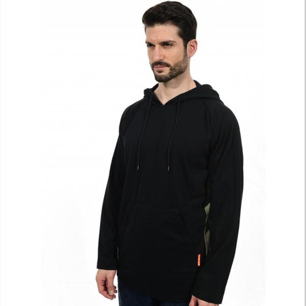 Hoodie do velo de 10oz CAT2 franco para a chama do preto do inverno dos homens - camiseta retardadora