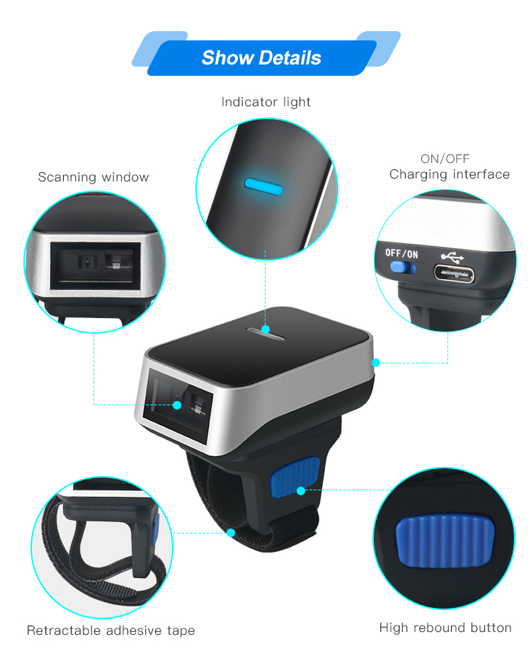 Переносный беспроводный сканер штрих-кодов с помощью Bluetooth для непрерывного сканирования