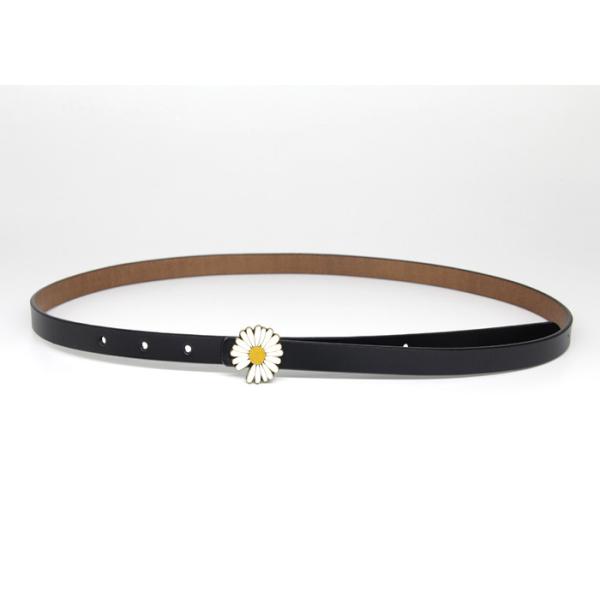 Women Casual 15mm Cowhide Leather Daisy Buckle Belt