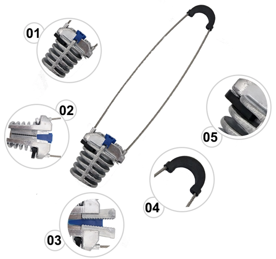 Aluminium Alloy 7KN ADSS Anchor Clamp For Hanging Cable