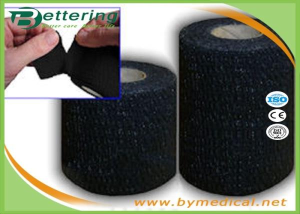 Black Colour Easy hand tear Cotton Elastic adhesive bandage lightplast stretch tape light EAB finger wrapping tape