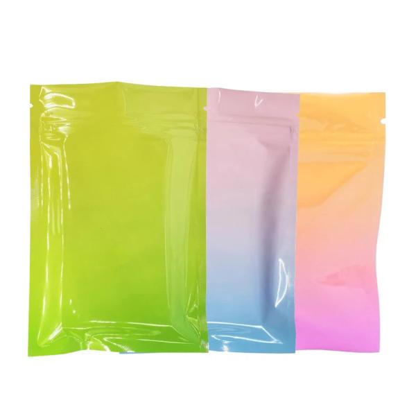 Grado Alimentar Snack 3 Sacos Selados Laterais Zipper Cor Gradiente Arco-íris Colorido