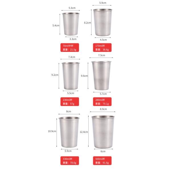 16 Ounce Stainless Steel Pint Cup Set Of 4 Healthy Unbreakable Stack-Able Drinking Glasses Beer Mug For Bar Home Outdoor