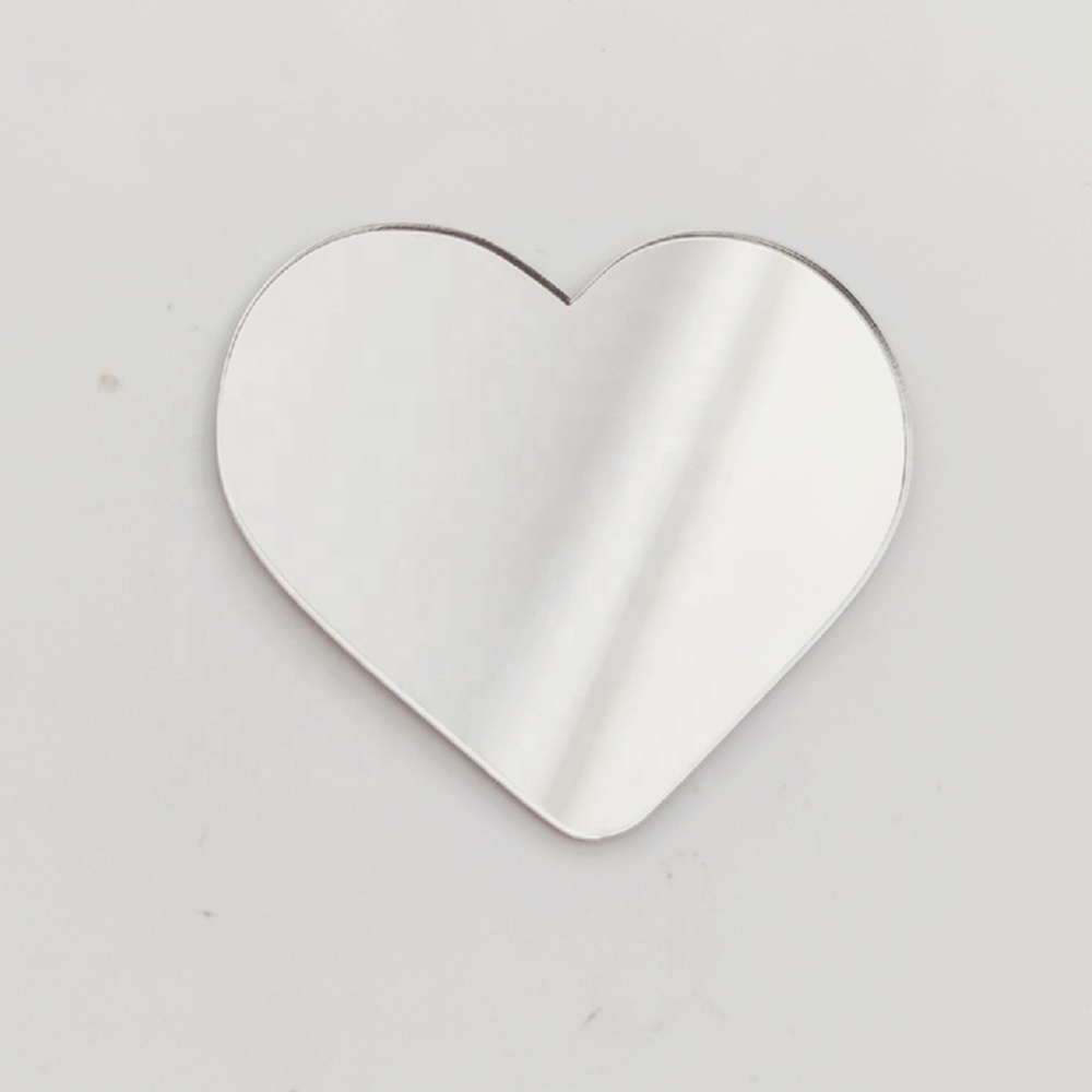 Removable Heart-Shaped Acrylic Mirror Wall Stickers | Peel-and-Stick Decorative Mirror Tiles
