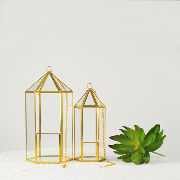 Golden hexagon cage glass artifact garden Creative geometric cover greenhouse micro landscape Yiwu wholesale