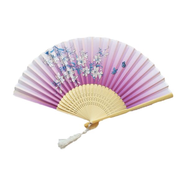 [I AM YOUR FANS] Chinese Flower Pattern Art Craft Gift Folding Fan Party Dance Ancient Style Clothing Hand Fan