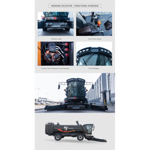High Efficiency Cow Dung Collector Dung Collecting Machine 12m³ Tank Volume