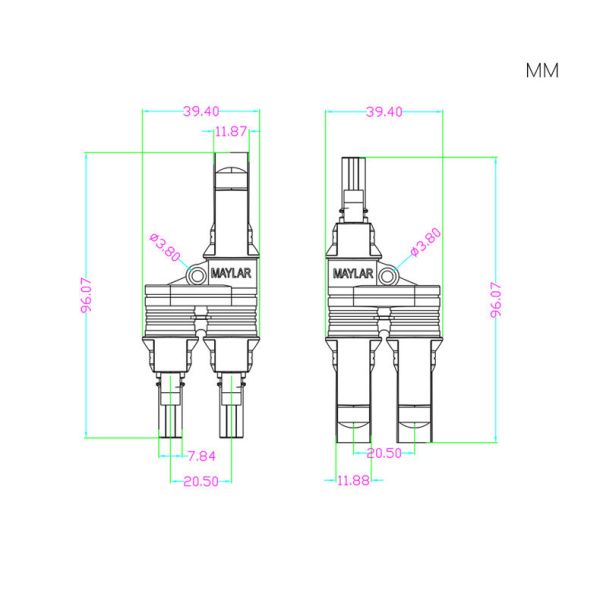 One In Four Solar Panel Connectors Male Female Parallel Branch Connectors ODM OEM
