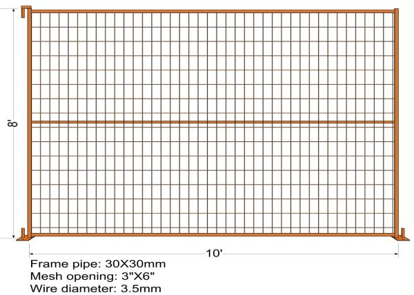 8FT X 10FT “Toronto Tower TEMPORARY FENCE Mesh 3x6 Diameter 3.5mm dupont powder coated minimum layer 100 microns