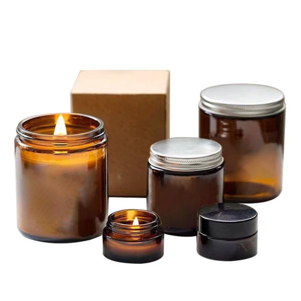 Wholesale Amber Glass Candle Jar-Custom Luxury Finish,Unique Designs Bulk Pricing for Retailers