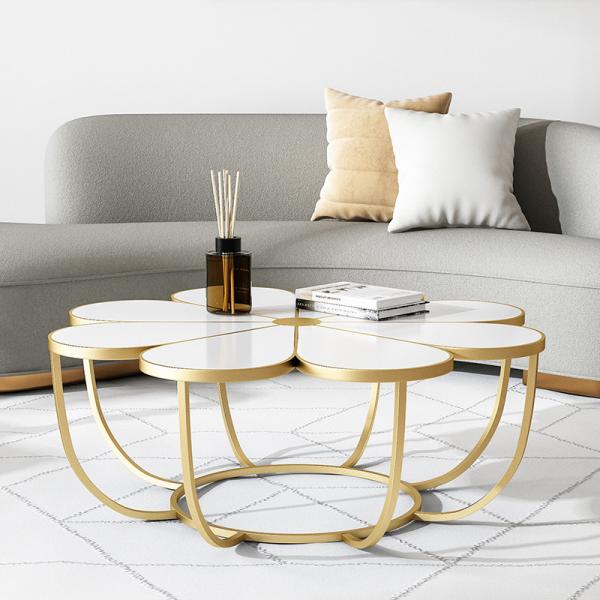 Tabela de chá de mármore do lazer nórdico do metal da mobília da entrada do hotel da forma da flor