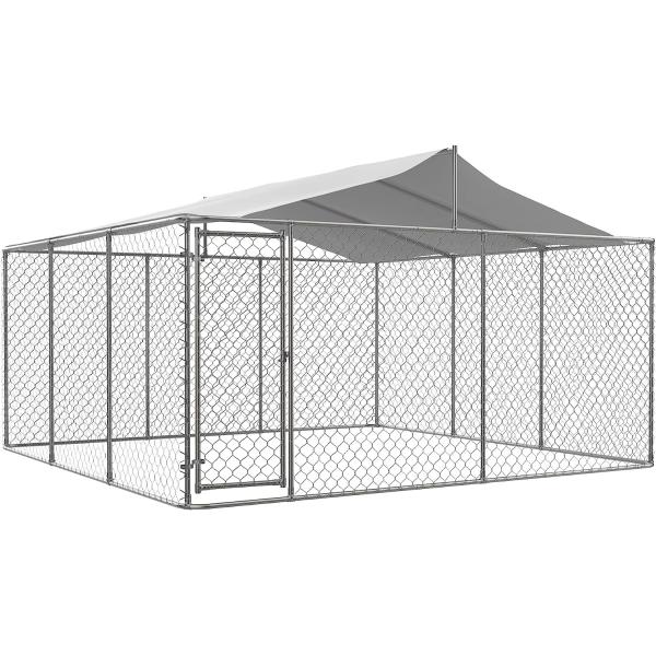 Outdoor Dog Kennels for Large Dogs with Roof, Heavy Duty Metal Dog Enclosures for Outside, Large House Cage Dog Pen