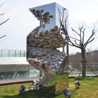 Escultura de jardim de aço inoxidável ao ar livre com acabamento polido altamente espelho