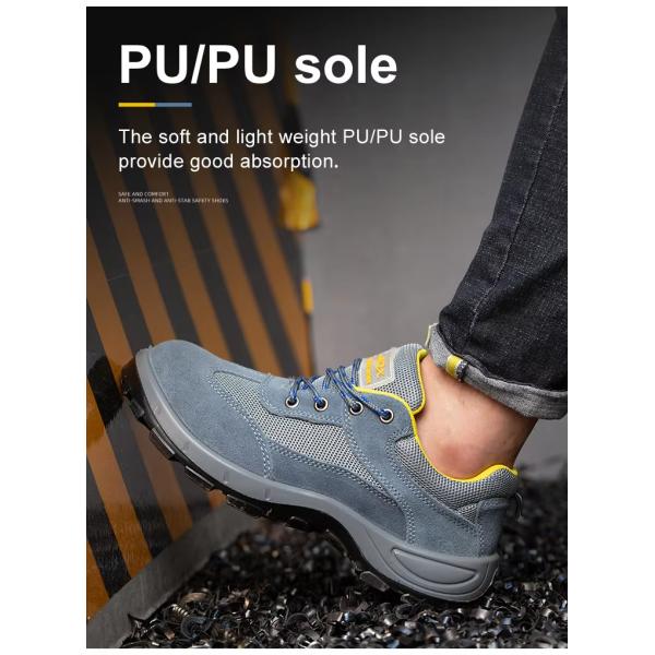 Breathable Industrial Safety Shoes Yellow Leather Steel Toe Boots For Men