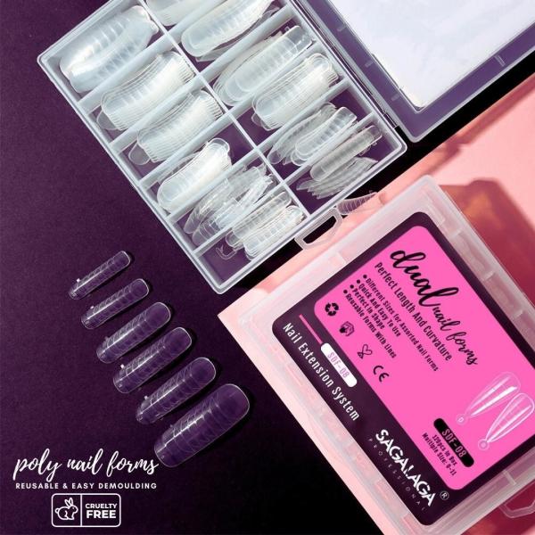 Lasting Time 2-3 Weeks Clear Nail Extension Form Tips Dual Nail Mold Full Cover Poly UV Gel Tools Acrylic Nail System Forms