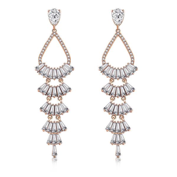 Female Tassel Zircon Earrings Multi-Layer Long Earrings Beautiful Gifts For Girls