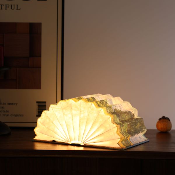 Wood Origami Floor Standing Paper Lamps Night Reading Light