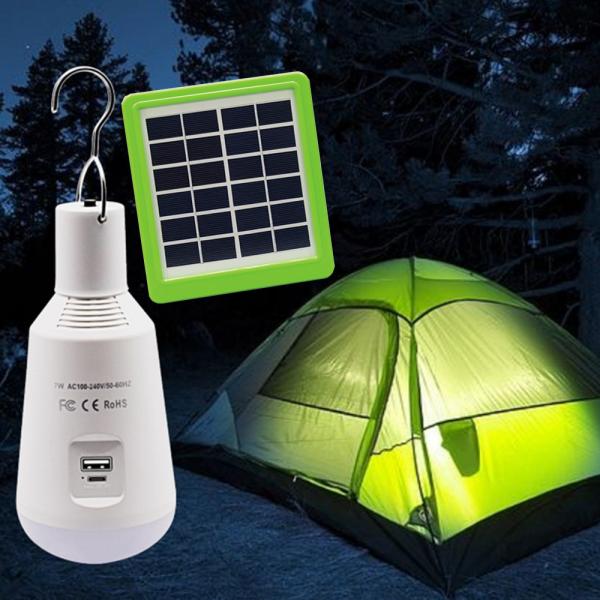 5V Portable LED Solar Light 7W Bulb LED Lamp USB Rechargeable Solar Powered Outdoor/Indoor Travel Camping garden Light Tent
