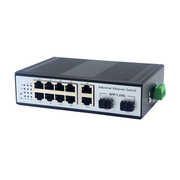 DIN Rail / Wall Mount Fiber Ethernet Switch 2 SFP Fiber Ports 10 RJ45 Ethernet Ports