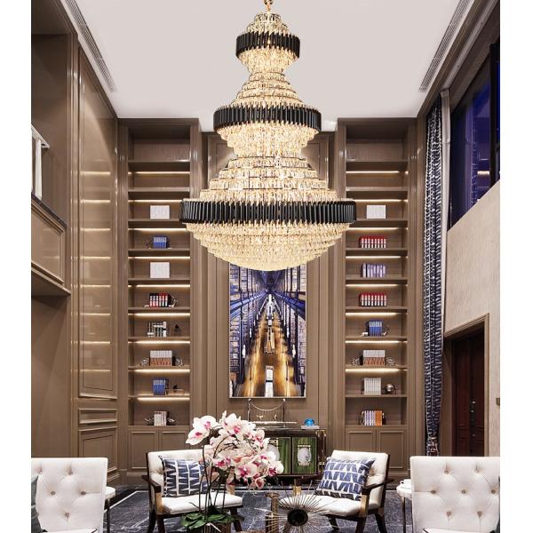 Top luxury Staircase Chandelier Lighting Large Home Decoration Crystal black ceiling light(WH-NC-93)