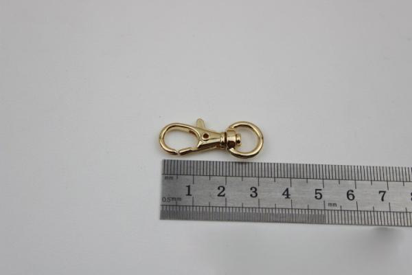 Factory custom zinc alloy light gold metal fish mouth trigger round eye bolt snap hook 10 mm