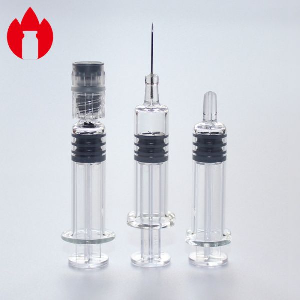 1ml 2.25ml 3ml 5ml Glass Prefilled Syringes Clear Color For Pharmaceutical or Cosmetic