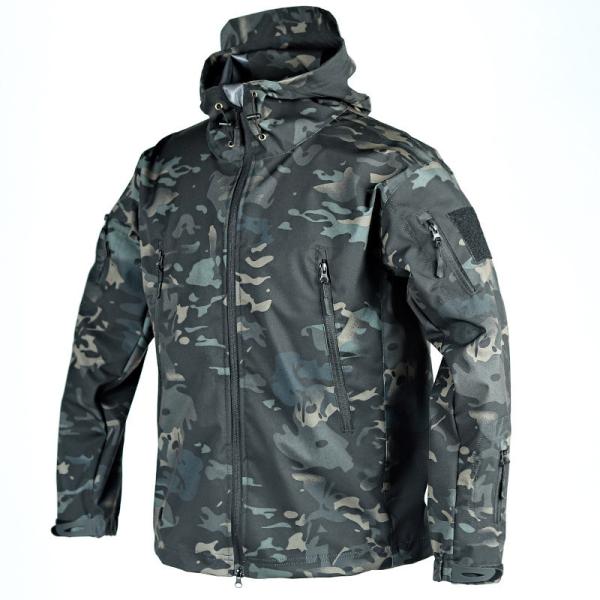 Outdoor Tactical Fleece Hardshell Jacket Autumn And Winter Plus Fleece Windproof Riding Jacket Waterproof