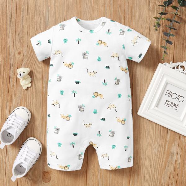 2023 Summer In Stock 100% Cotton Baby Jumpsuit Factory Reasonable Price Baby Rompers Short Sleeves Baby Clothing