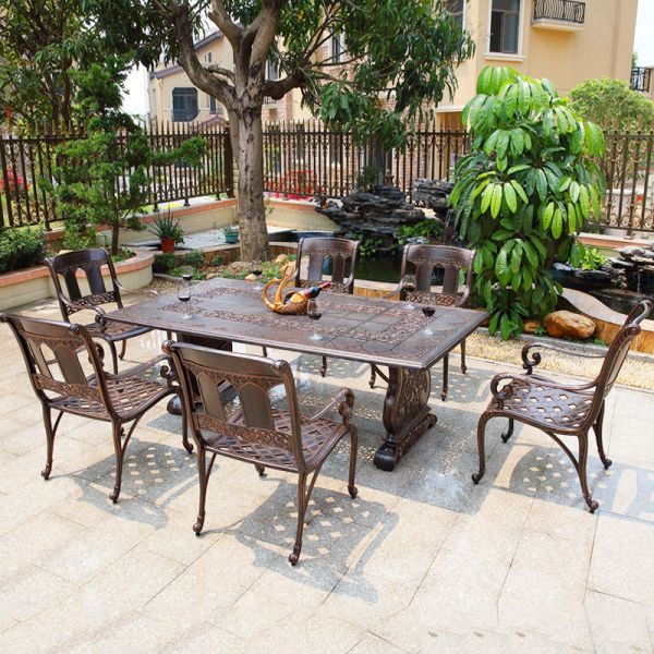 Outdoor Cast Aluminum Table and Chair Furniture Courtyard Balcony Garden Sets Customized