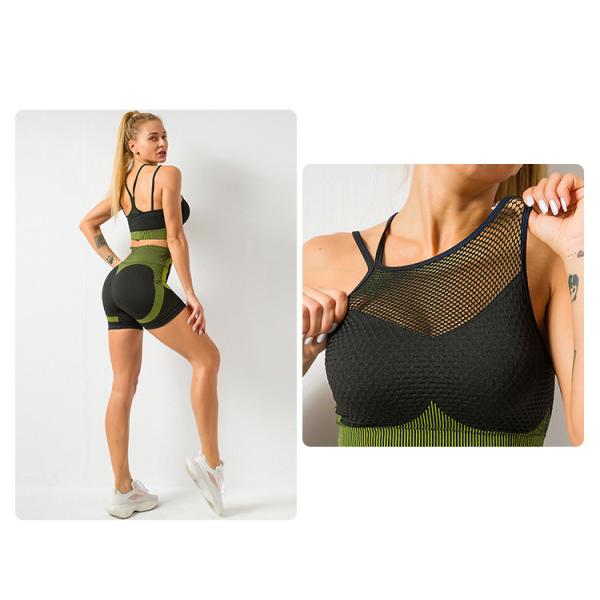 S m l шорты спортзала и бюстгальтер спорт установил сетку сексуального Strappy безшовного набора сексуальную