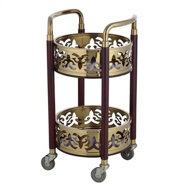 Round Hotel Serving Cart Hotel Lobby Supplies With Double Tier