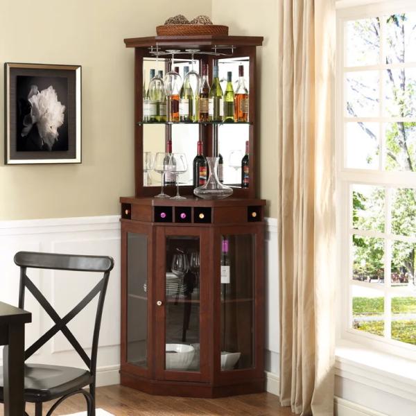 Wooden Crate Corner Wine Bar Cabinet rack Home Furniture