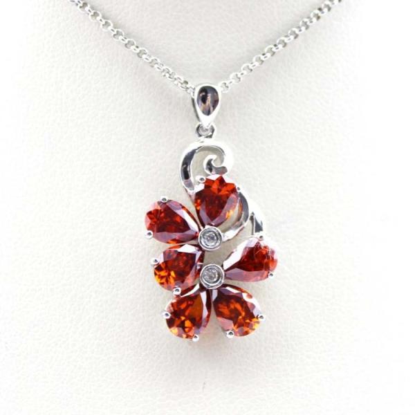 18K Gold Plated Sterling Silver Jewelry Yellow Cubic Zircon Flower Pendant  ( P39)