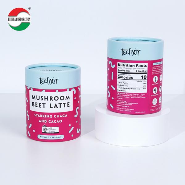 Design personnalisé Contenant de thé de qualité alimentaire Emballage Matériau recyclable Bonbons de luxe Boîtes cadeau rondes en papier kraft Cylindre à tube à sceau en aluminium