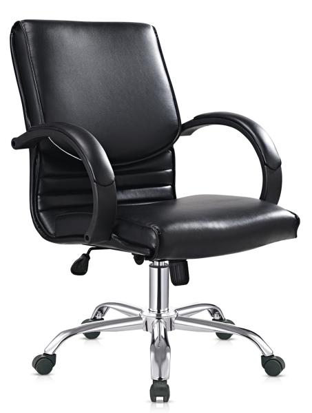 Cool Ergonomic PU Leather Office Chair For Employee Chrome R350 FOOT