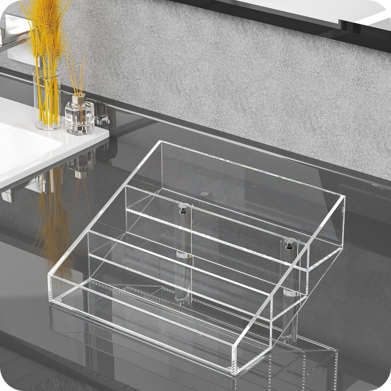 Wholesale Modern 3-Layer Transparent Skin Care Display Shelf 10-Inch Acrylic Perfume Storage Rack for Living Room Bedroom