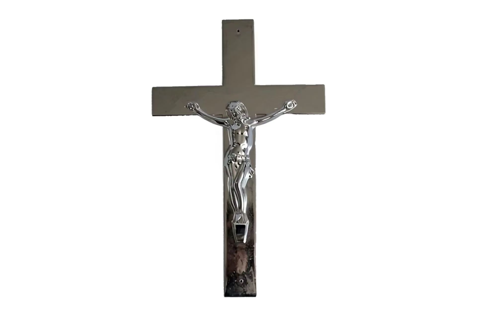 Silver Color Plastic Jesus Coffin Crucifix Size 24 × 14 Cm For Funeral Casket