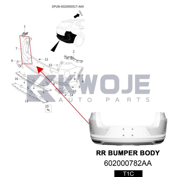 Fabrica de automóviles chinos Parte 602000782AA Auto Parte OE Parte delantera del panel del parachoques Protector para EXEED-T1C