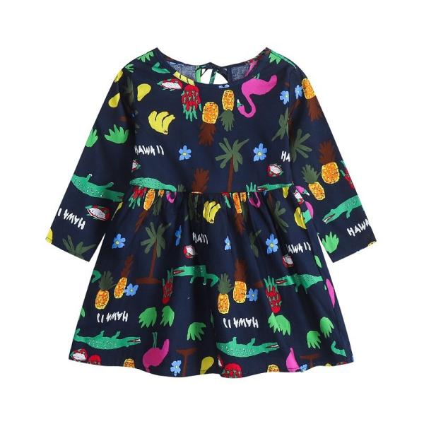 Spring Children's Clothing Girls Long Sleeve Dress Print Princess Dress