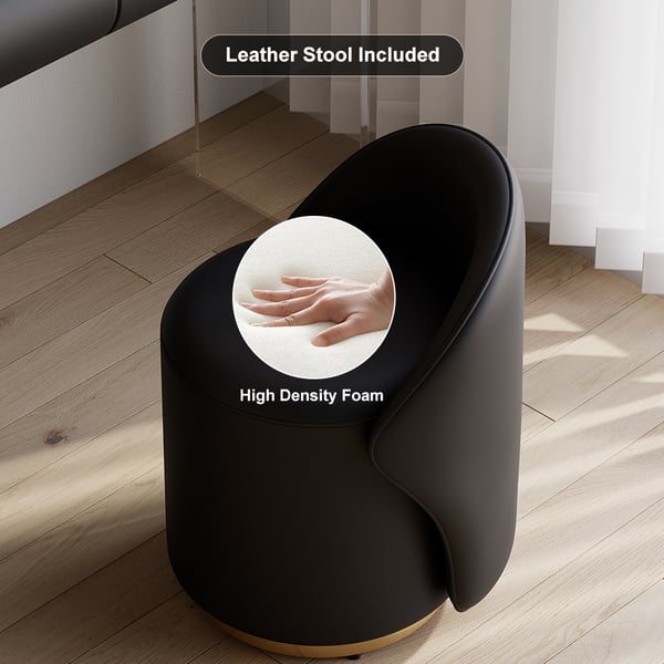 Wooden Floating Vanity Makeup Table Dresser With Led Mirror Bedroom