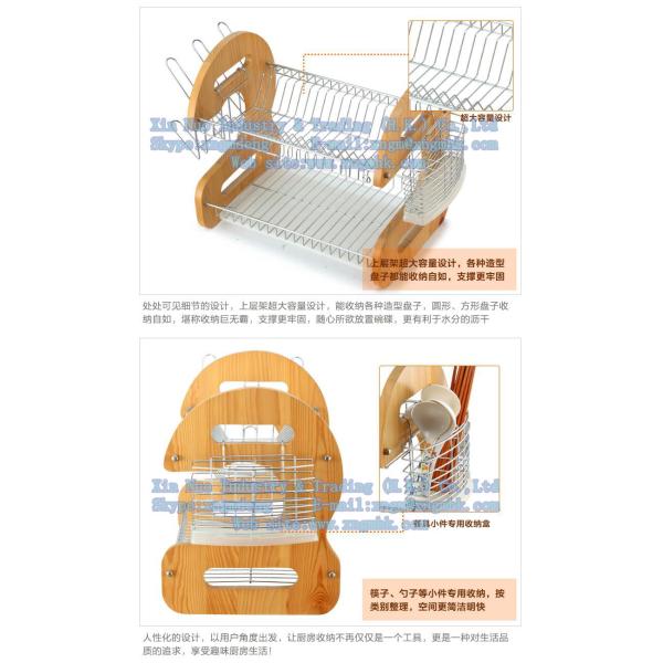 Wooden dish rack, stainless steel dish rack, kitchen utensils dish rack, drain bowl rack