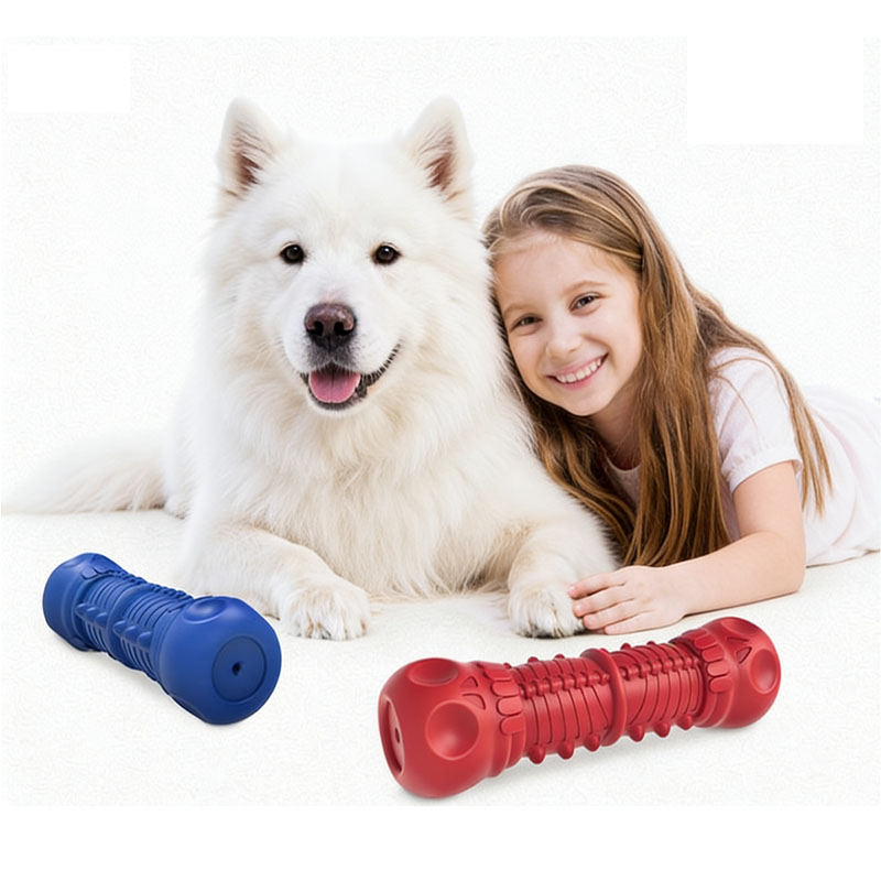 Natural Rubber Dog Bone Toy Silicone Bone Shaped Pet Teething Stick Chew Toy Teeth Cleaning Dental Care Puppy Supplies