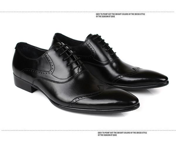 Office Black Leather Dress Shoes Waterproof , Pointed Toe Mens Handmade Leather Shoes