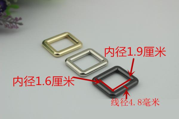 Shiny nickel zinc alloy 3/4 inch rectangle metal ring buckle for bags