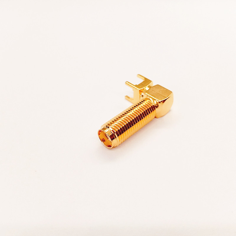 Gold-plated brass SMA Female Right Angle PCB Connector DC-6GHz RF Coaxial Connector SMA-KYWE