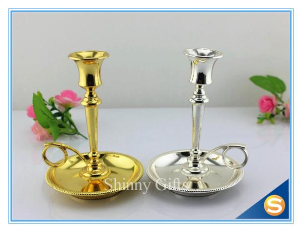 Shinny Gifts Factory Gold Plating Metal Candle holder Church Brass Candle Holder Metal Holders for Candle