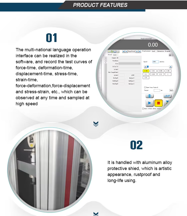 100kN Max Test Force Computerized Universal Testing Machine with Touch Screen Interface for Tensile Compression Strength