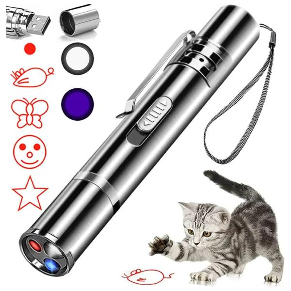 Purple Red White Laser Cat Teaser Interactive Toy Rechargeable Cat Toys