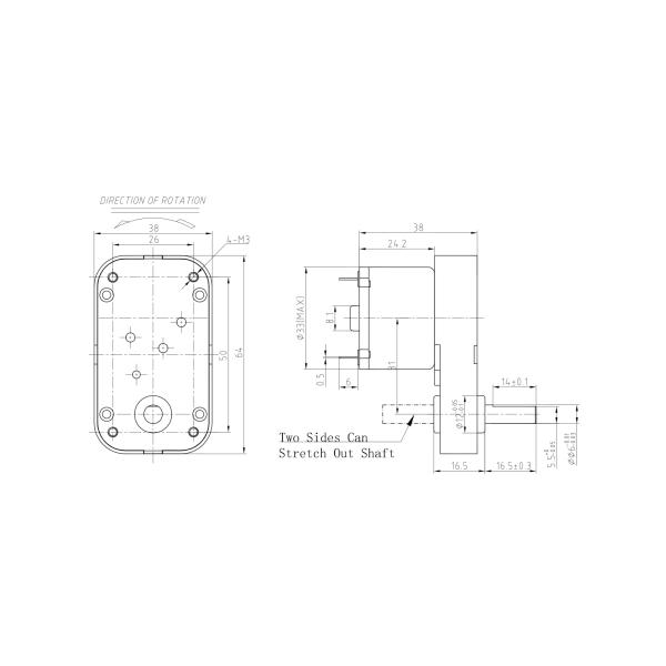 PMDC High Torque 10 Kg Cm Flat Gear Motor 12V 24V Speed Adjustable