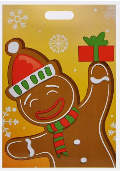 Customization 17×21cm Die Cut Handle Plastic Bags For Christmas Gift Packaging Bags